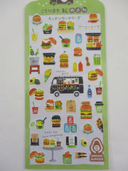 Cute Kawaii Mind Wave & Food Truck Series - Burger Fries Soda Ice Tea Lunch Sticker Sheet - for Journal Planner Craft