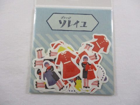 Cute Kawaii Classic Outfit Dressing Up Start of the Day Seamstress Flake Stickers Sack - Furukawashiko Japan - for Journal Agenda Planner Scrapbooking Craft