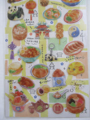 Cute Kawaii Kamio Gold Accent Clear Seal - Bubble Tea Dimsum Dumpling Tea Steam Bun Food Sticker Sheet - with Gold Accents - for Journal Planner Craft Agenda Organizer Scrapbook