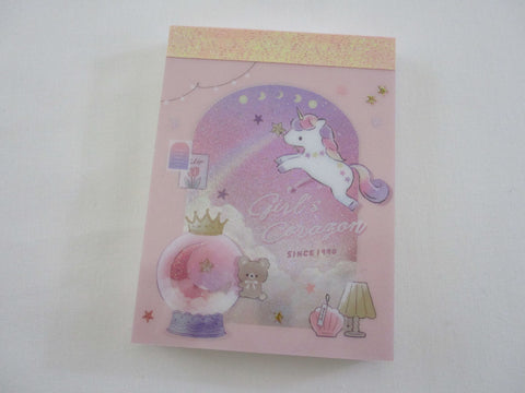 Cute Kawaii Q-Lia Bear Love Corazon Girl Unicorn Mini Notepad / Memo Pad - Stationery Designer Paper Collection