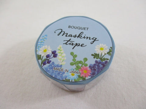 Cute Kawaii MW Flowers Bouquet Washi / Masking Deco Tape - C - Blue - for Scrapbooking Journal Planner Craft Nature Wedding Beautiful