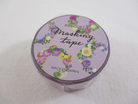 Cute Kawaii MW Flowers Bouquet Washi / Masking Deco Tape - E - Purple - for Scrapbooking Journal Planner Craft Nature Wedding Beautiful