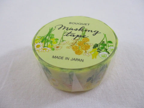 Cute Kawaii MW Flowers Bouquet Washi / Masking Deco Tape - F - Yellow - for Scrapbooking Journal Planner Craft Nature Wedding Beautiful