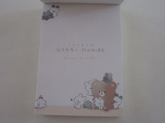 Cute Kawaii Q-Lia Bear and Rabbit Usagi Mamire Mini Notepad / Memo Pad - Stationery Design Writing Paper Collection