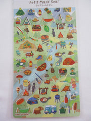 Cute Kawaii Kamio Camping Gear Activity Nature Sticker Sheet - with Gold Accents - for Journal Planner Craft Agenda Organizer Scrapbook