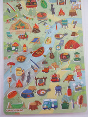 Cute Kawaii Kamio Camping Gear Activity Nature Sticker Sheet - with Gold Accents - for Journal Planner Craft Agenda Organizer Scrapbook