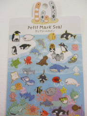 Cute Kawaii Kamio Fish Dolphin Shark Whale Turtle Sea Ocean Sticker Sheet - with Gold Accents - for Journal Planner Craft Agenda Organizer Scrapbook