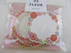 Cute Kawaii MW Wreath Flower Pink Red Write on Flake Stickers Sack - for Journal Planner Agenda Craft Scrapbook
