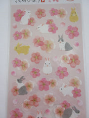 Cute Kawaii MW Sakura Collection Sticker Sheet - Cherry Blossom Spring Sakura Rabbit Bunny - for Journal Planner Craft - Washi Textured Paper