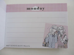 Cute Kawaii Kamio School Girls Monday bear Mini Notepad / Memo Pad - Stationery Designer Paper Collection