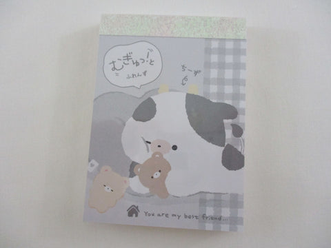 Cute Kawaii Q-lia Bear and Cow You are my best friend Mini Notepad / Memo Pad - Stationery Designer Paper Collection