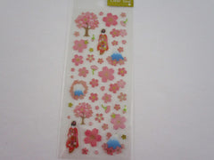 Cute Kawaii Clothes-pin Beautiful Sakura Cherry Blossom Flowers Sticker Sheet - for Journal Planner Craft Organizer Calendar