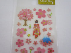 Cute Kawaii Clothes-pin Beautiful Sakura Cherry Blossom Flowers Sticker Sheet - for Journal Planner Craft Organizer Calendar