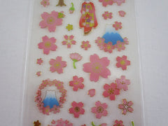 Cute Kawaii Clothes-pin Beautiful Sakura Cherry Blossom Flowers Sticker Sheet - for Journal Planner Craft Organizer Calendar