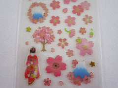 Cute Kawaii Clothes-pin Beautiful Sakura Cherry Blossom Flowers Sticker Sheet - for Journal Planner Craft Organizer Calendar