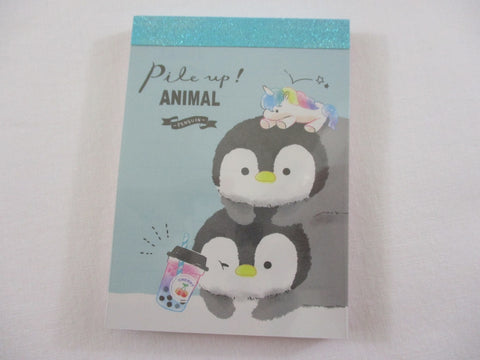 Cute Kawaii Crux Penguin Bubble Tea Pile up Animal Mini Notepad / Memo Pad - Stationery Designer Paper Collection