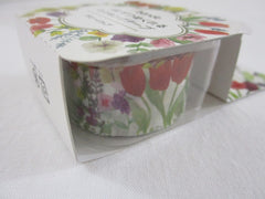 Cute Kawaii Bande Roll of 200 Stickers - Washi Tape Paper - Flowers Bouquet Garden - for Scrapbooking Journal Planner Craft