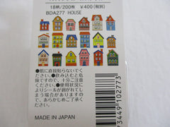Cute Kawaii Bande Roll of 200 Stickers - Washi Tape Paper - House Home Town City Building - for Scrapbooking Journal Planner Craft