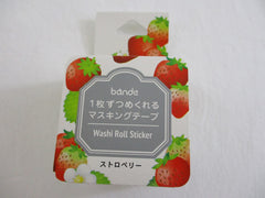 Cute Kawaii Bande Roll of 200 Stickers - Washi Tape Paper - Strawberry Fresh Fruit - for Scrapbooking Journal Planner Craft
