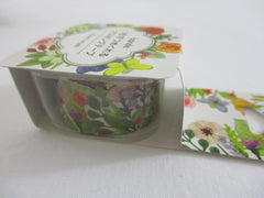 Cute Kawaii Bande Roll of 200 Stickers - Washi Tape Paper - Flowers Bouquet Garden - for Scrapbooking Journal Planner Craft