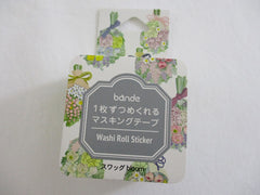 Cute Kawaii Bande Roll of 200 Stickers - Washi Tape Paper - Flowers Bouquet Garden - for Scrapbooking Journal Planner Craft