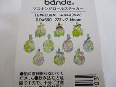 Cute Kawaii Bande Roll of 200 Stickers - Washi Tape Paper - Flowers Bouquet Garden - for Scrapbooking Journal Planner Craft