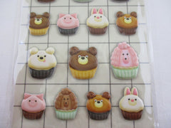 Cute Kawaii MW - Animals Sweets Factory Series - Brownie Muffins Puffy Sponge Sticker Sheet