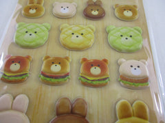 Cute Kawaii MW - Animals Sweets Factory Series - Warm Bread Burger Puffy Sponge Sticker Sheet