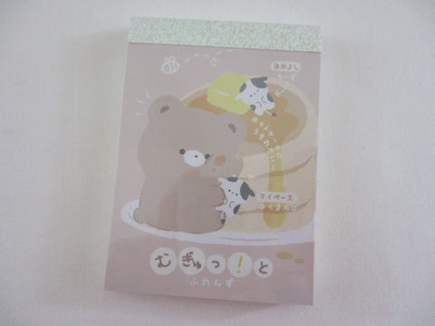 Cute Kawaii Q-lia Mugyutto Bear and Cow Friends Mini Notepad / Memo Pad - Stationery Designer Paper Collection