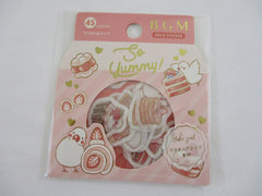 Cute Kawaii BGM So Yummy Series Flake Stickers Sack - Strawberry Pastry Dessert Bird - for Journal Agenda Planner Scrapbooking Craft