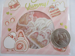 Cute Kawaii BGM So Yummy Series Flake Stickers Sack - Strawberry Pastry Dessert Bird - for Journal Agenda Planner Scrapbooking Craft