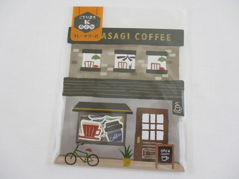 Cute Kawaii Mind Wave Town Village Series Flake Stickers Sack - Cafe Coffee Shop Latte - for Journal Agenda Planner Scrapbooking Craft