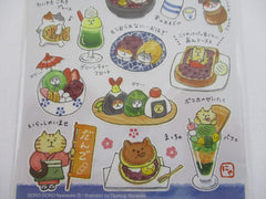 Cute Kawaii Mind Wave Character CAFE Food Sticker Sheet - Cat Kitten Rice Poke Bowl for Journal Planner Craft Organizer Calendar