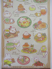 Cute Kawaii Mind Wave Character CAFE Food Sticker Sheet - Rabbit Bunny Omelette Cake Burger for Journal Planner Craft Organizer Calendar