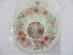 Cute Kawaii BGM Flowers Series Flake Stickers Sack - Red Poppy Poppies - for Journal Agenda Planner Scrapbooking Craft