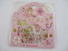 Cute Kawaii BGM Flowers Series Flake Stickers Sack - Cherry Blossoms Sakura - for Journal Agenda Planner Scrapbooking Craft