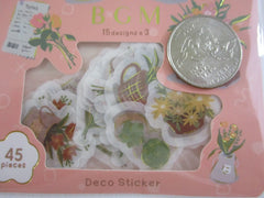 Cute Kawaii BGM Flowers Series Flake Stickers Sack - Pot Container Garden - for Journal Agenda Planner Scrapbooking Craft