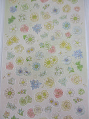 Cute Kawaii Mind Wave pluie douce Series - Flowers Cream Yellow Green Blue Sticker Sheet - for Journal Planner Craft Organizer Calendar