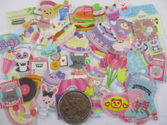 Cute Kawaii Cat Bear Bunny Panda Cafe Food Restaurant Flake Stickers - 40 pcs - for Journal Planner Craft Scrapbook