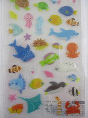 Cute Kawaii Mind Wave Sea Ocean Animals Fish Dolphin Whale Crab Sticker Sheet - for Journal Planner Craft