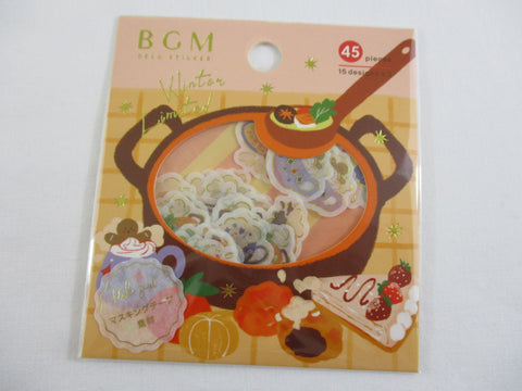Cute Kawaii BGM Winter Limited Series Flake Stickers Sack - Warm Snack Soup Drink Marshmallow Bakery - for Journal Agenda Planner Scrapbooking Craft