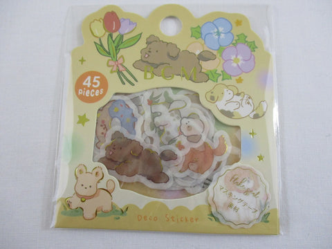 Cute Kawaii BGM Flake Stickers Sack - Dog Playful Puppies - for Journal Agenda Planner Scrapbooking Craft