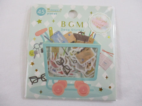 Cute Kawaii BGM Cartful Series Flake Stickers Sack - College Study School Office Stationery - for Journal Agenda Planner Scrapbooking Craft