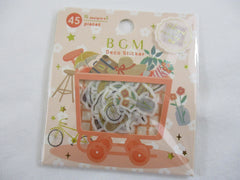 Cute Kawaii BGM Cartful Series Flake Stickers Sack - Happy Serene Healthy Living Travel - for Journal Agenda Planner Scrapbooking Craft