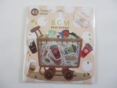 Cute Kawaii BGM Cartful Series Flake Stickers Sack - Coffee Latte Cappuccino Cafe Drink Chocolate - for Journal Agenda Planner Scrapbooking Craft
