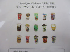 Cute Kawaii BGM Cartful Series Flake Stickers Sack - Coffee Latte Cappuccino Cafe Drink Chocolate - for Journal Agenda Planner Scrapbooking Craft