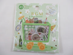 Cute Kawaii BGM Cartful Series Flake Stickers Sack - Cooking Dining Kitchen Food and Drink - for Journal Agenda Planner Scrapbooking Craft