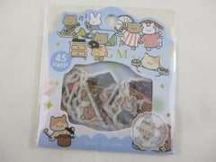 Cute Kawaii BGM Flake Stickers Sack - Bear Rabbit Stay Home Activities - for Journal Agenda Planner Scrapbooking Craft
