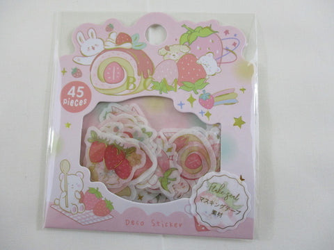 Cute Kawaii BGM Flake Stickers Sack - Strawberry Bunny Bear - for Journal Agenda Planner Scrapbooking Craft