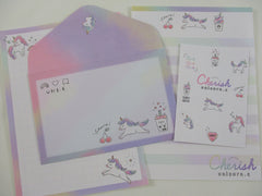 Cute Kawaii Kamio Cherish Unicorn Bubble Tea Mini Letter Sets - Small Writing Note Envelope Set Stationery